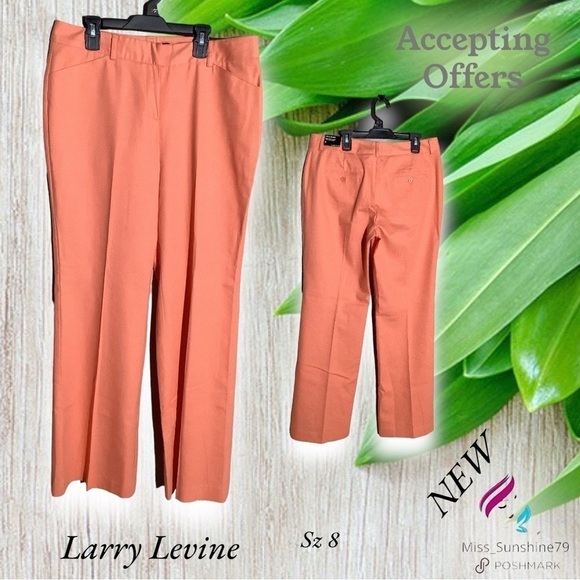 Larry Levine NEW - Sz 8 - peach or salmon wide leg business pants career work - Picture 1 of 7